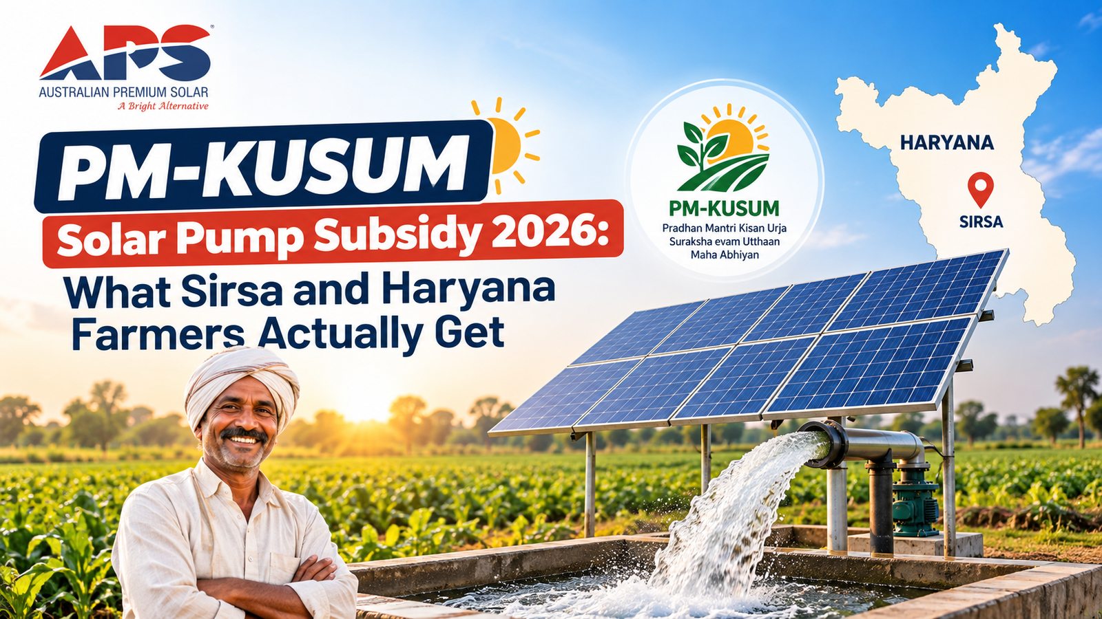 PM-KUSUM Solar Pump Subsidy 2026: What Sirsa and Haryana Farmers Actually Get